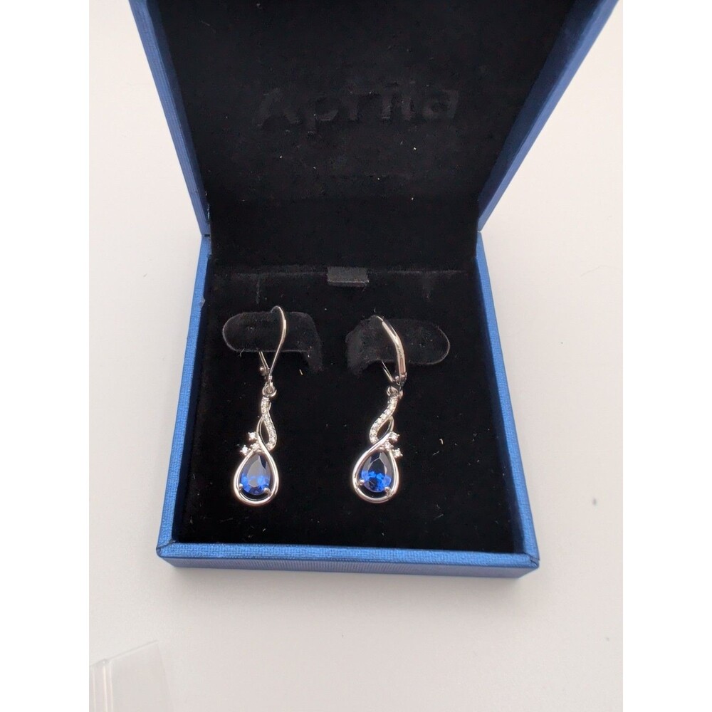 Aprila Women's 925 Sterling Silver Infinity Sapphire Color Earrings